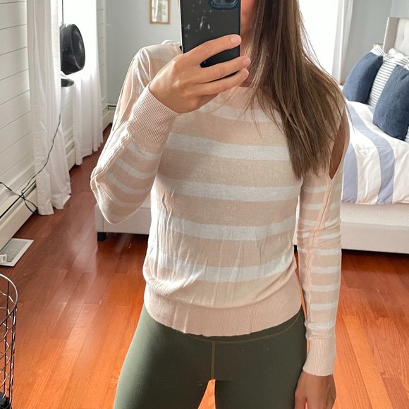 Calvin Klein White & Pink Cut-Out Sweater - Picture 1 of 5